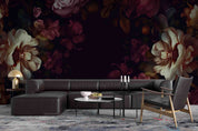 3D Black Floral Leaves Bouquet Dark Background Wallpaper Wall Mural Wall Decor Wall Art Wall Sticker Remoable Wallpaper