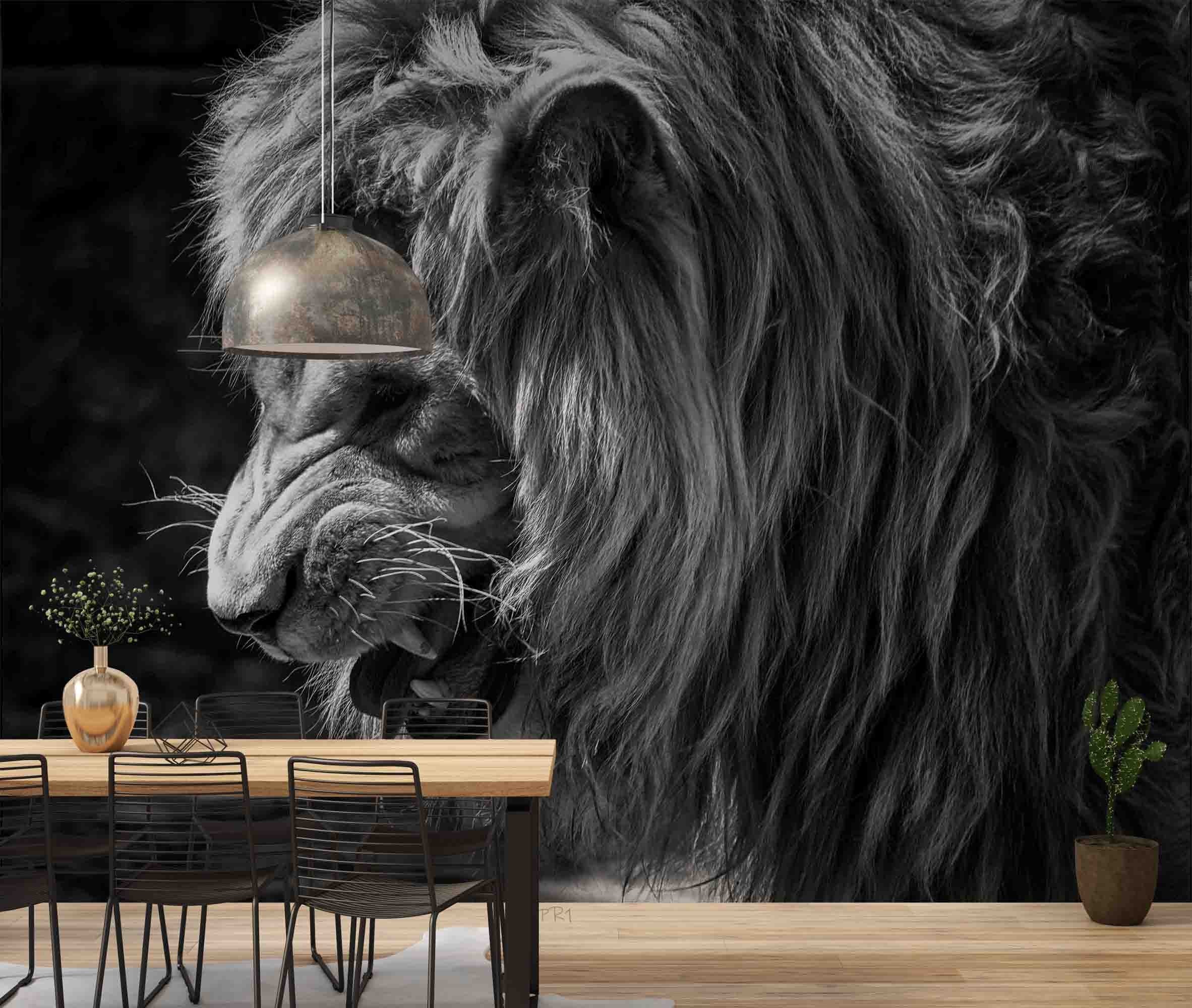 3D Forest Animal Lion Cub Black Wall Mural Wallpaper GD 3626- Jess Art Decoration