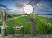 3D Sky Clouds Grassland Nature Scenery Wallpaper Wall Mural Wall Decor Wall Art Wall Sticker Remoable Wallpaper LQH