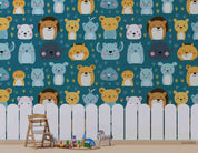 3D Childcare Nursery School Cartoon Kids Animals Pattern Wall Mural Wallpaper JN