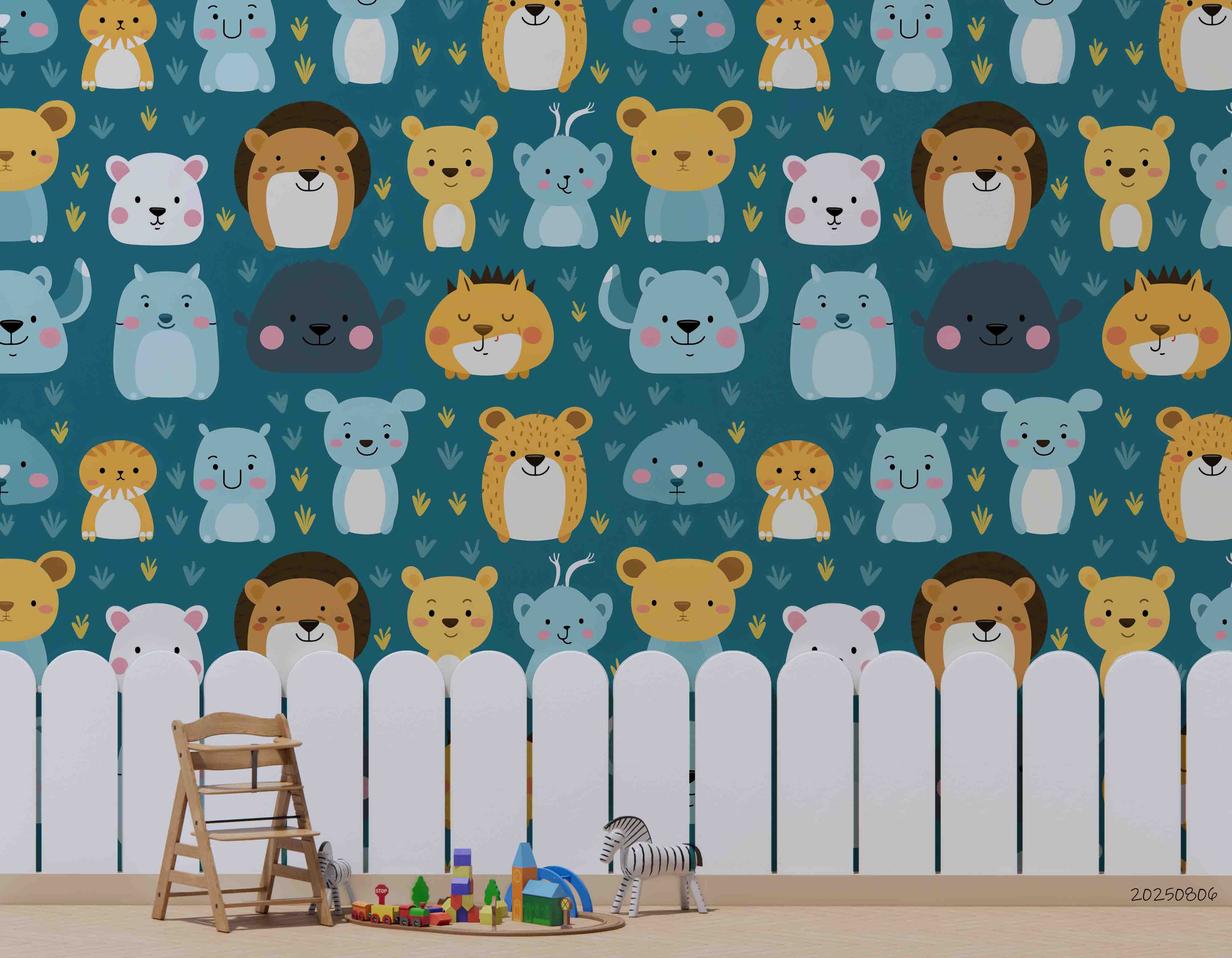 3D Childcare Nursery School Cartoon Kids Animals Pattern Wall Mural Wallpaper JN