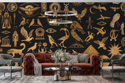3D Ancient Egypt Gold Eagle Egyptian Hieroglyphics Symbols Wallpaper Wall Mural Wall Decor Wall Art Wall Sticker Remoable Wallpaper LQH 1