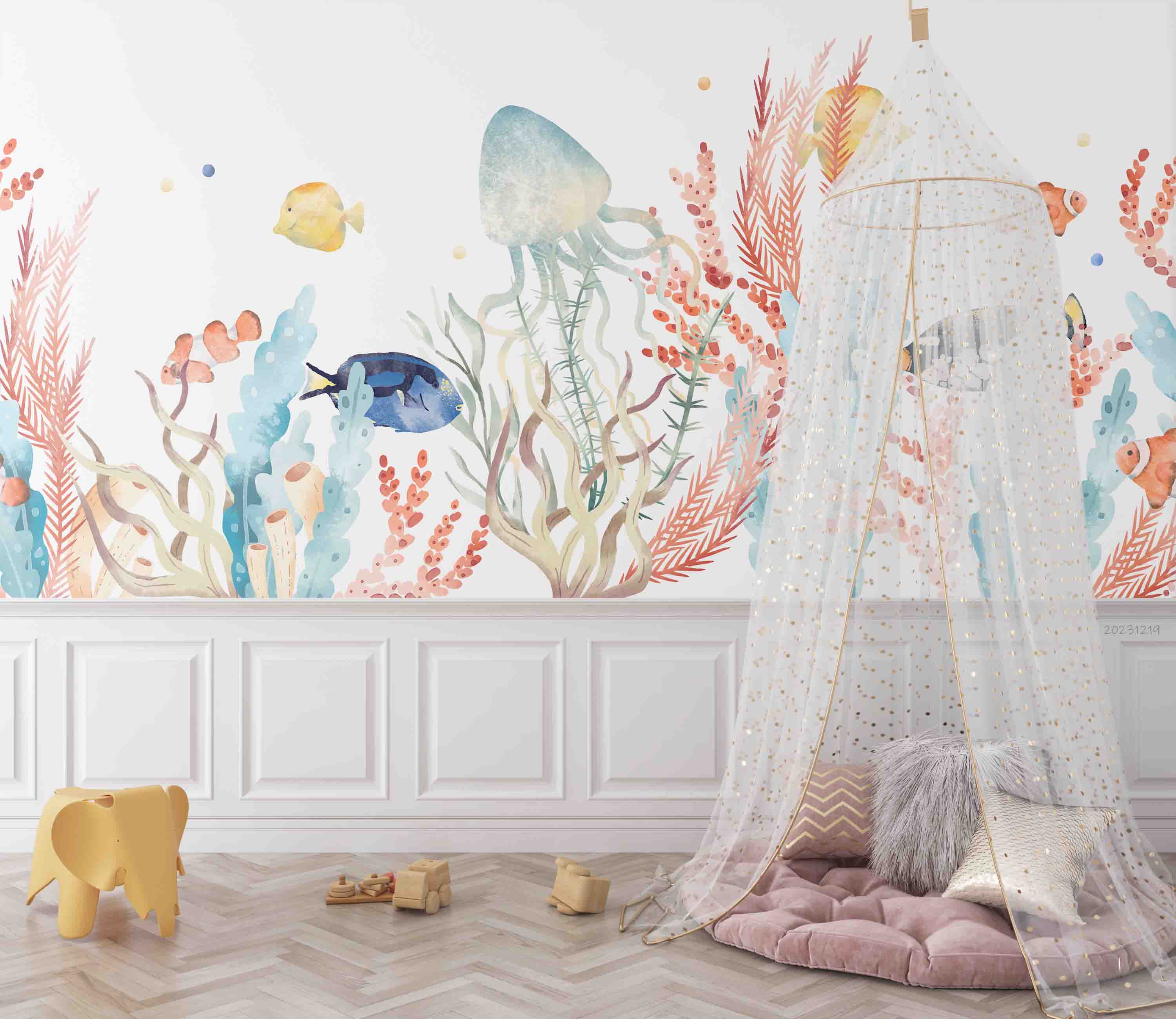 3D Animal Fish Coral Octopus Dot Wall Mural Wallpaper YXL 57