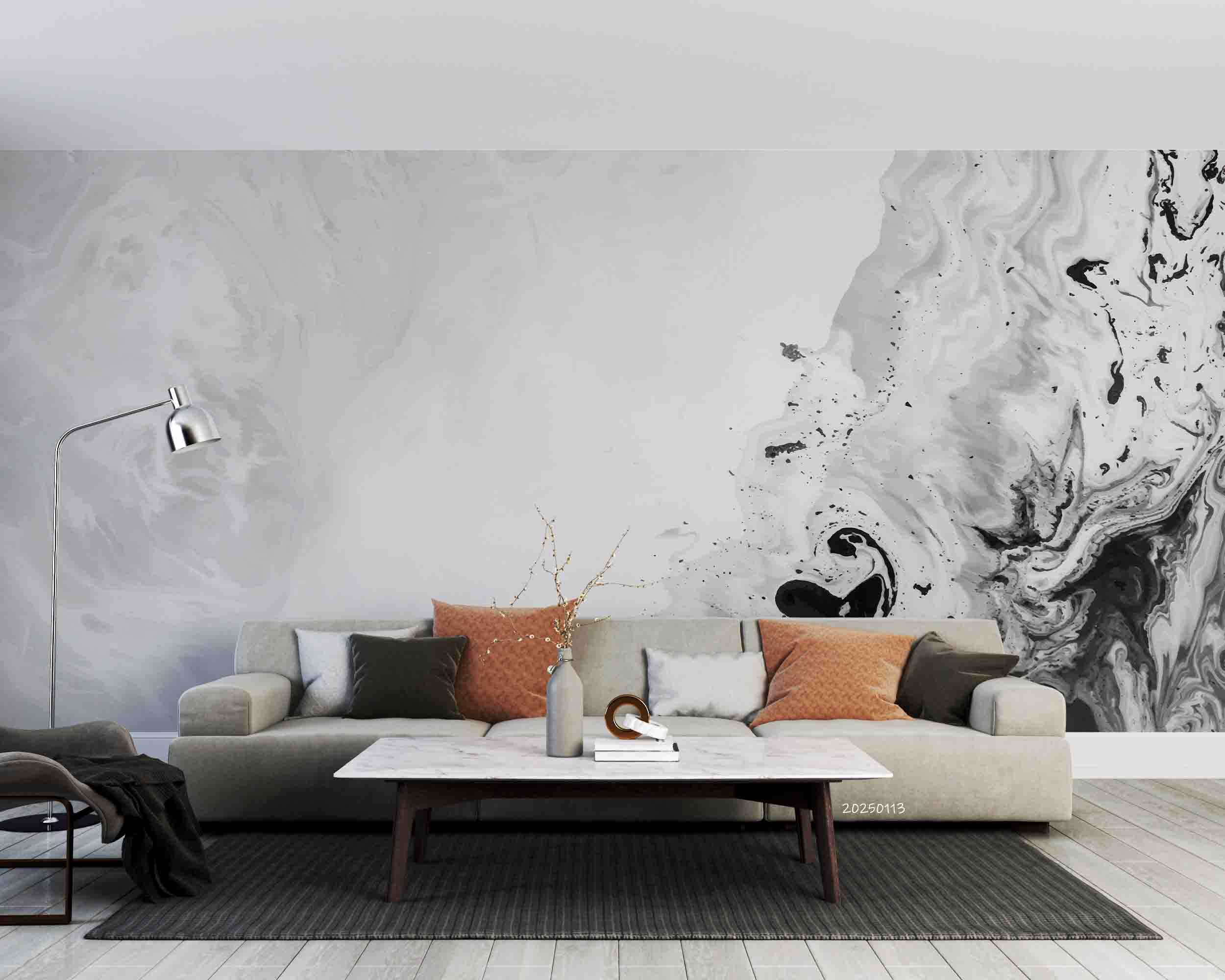 3D Watercolor Grey Marble Texture Wallpaper Wall Mural Wall Decor Wall Art Wall Sticker Remoable Wallpaper LQH