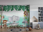 3D Animal Elephant Giraffe Flamingo Monkey Wall Mural Wallpaper YXL 2632