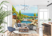 3D Aged Care Retirement Home Gerocomium Rest Home Sea Hot Spring Landscape Wall Mural Wallpaper 12