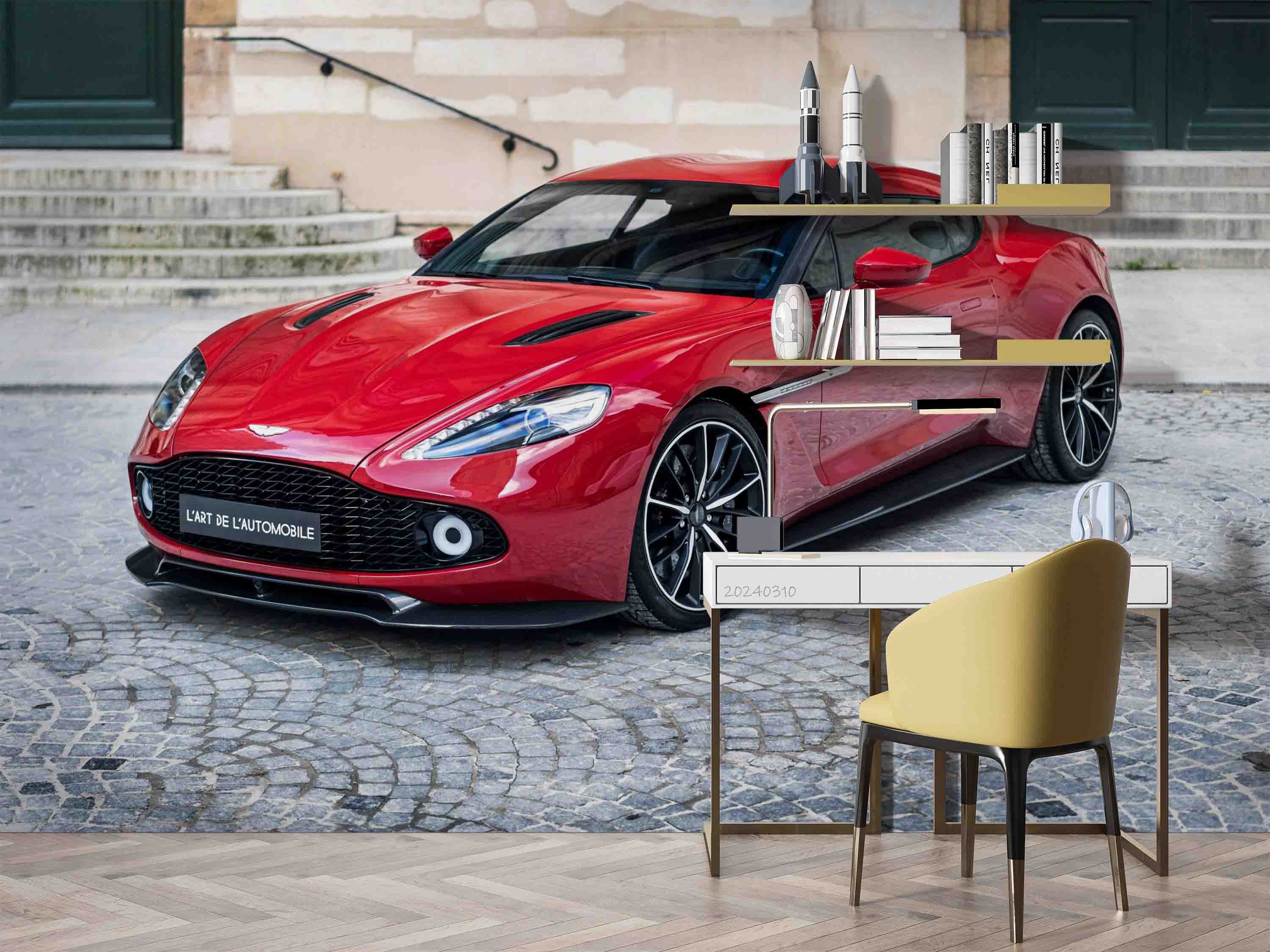 3D Red Sports Car Pattern Wallpaper Wall Mural Wall Decor Wall Art Wall Sticker Remoable Wallpaper