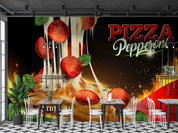 3D Restaurant Snack Bar Diner Fast Food Pizza Wall Mural Wallpaper 48