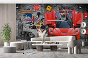 3D Red Ferrari Traffic Sign Wall Mural Wallpaper GD 3787- Jess Art Decoration