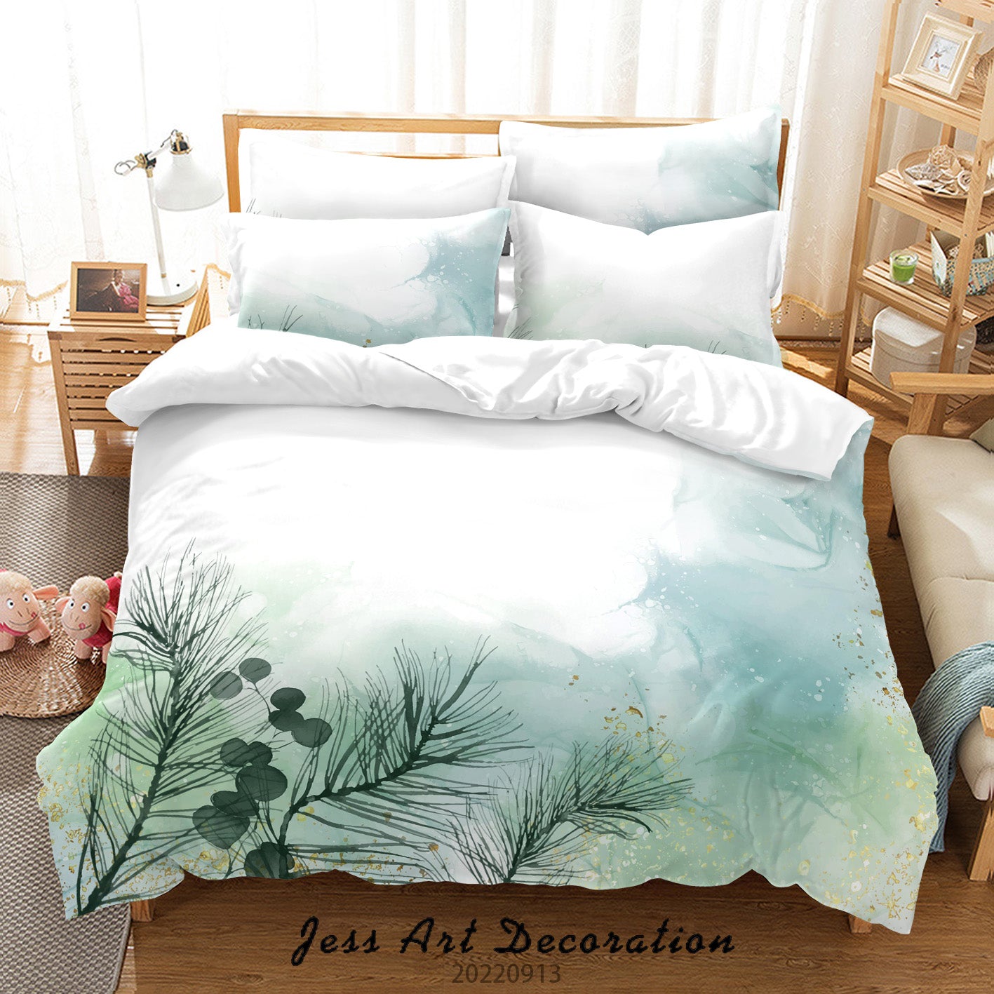 3D Ink And Wash Fluid Leaf Quilt Cover Set Bedding Set Duvet Cover Pillowcase 101