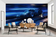 3D Blue Sports Car Wallpaper Wall Mural Wall Decor Wall Art Wall Sticker Remoable Wallpaper