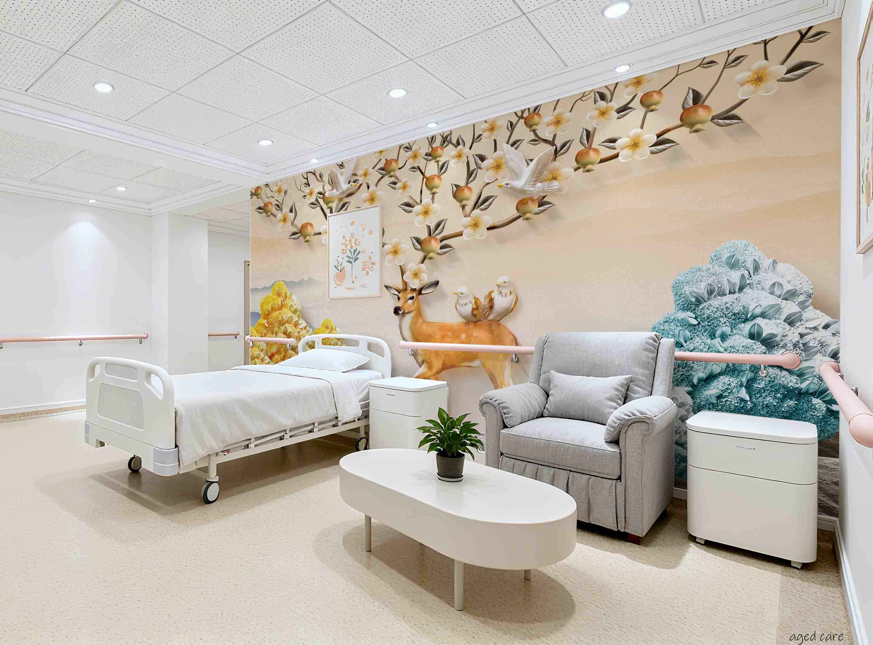 3D Aged Care Retirement Home Gerocomium Rest Home Deer Scenery Wall Mural Wallpaper 5