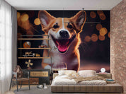 3D Animal Dog Night Yellow Wall Mural Wallpaper YXL 1845