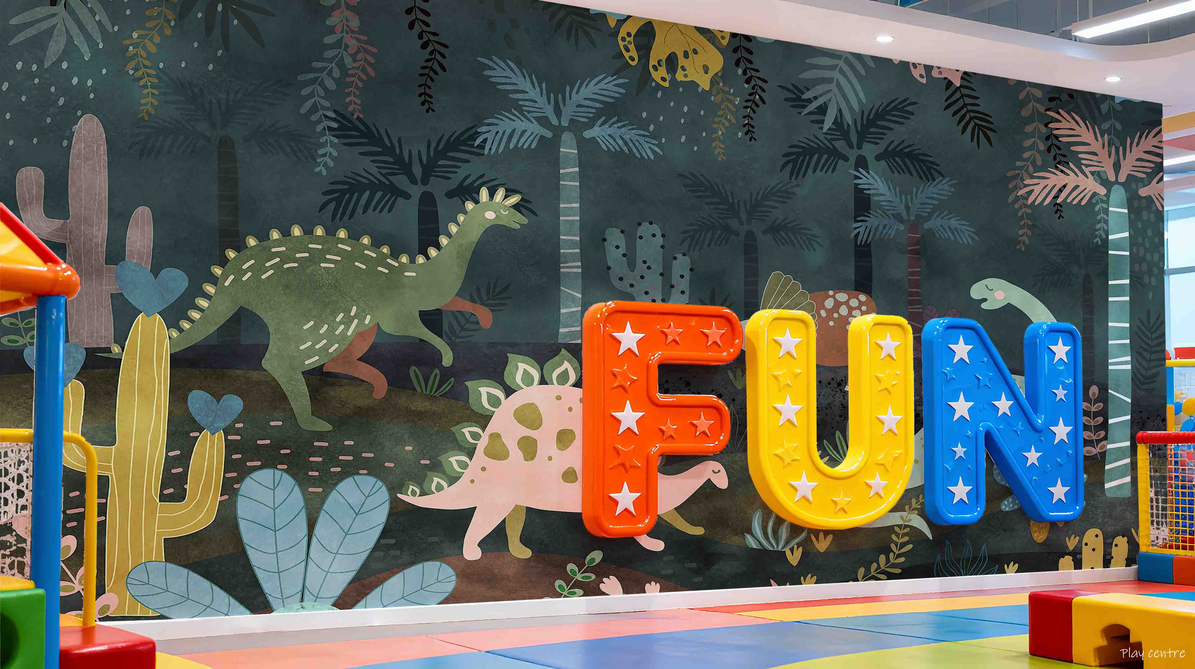 3D Play Centre Amusement Park Funfair Carnie Cartoon Dinosaur Forest Wall Mural Wallpaper 27