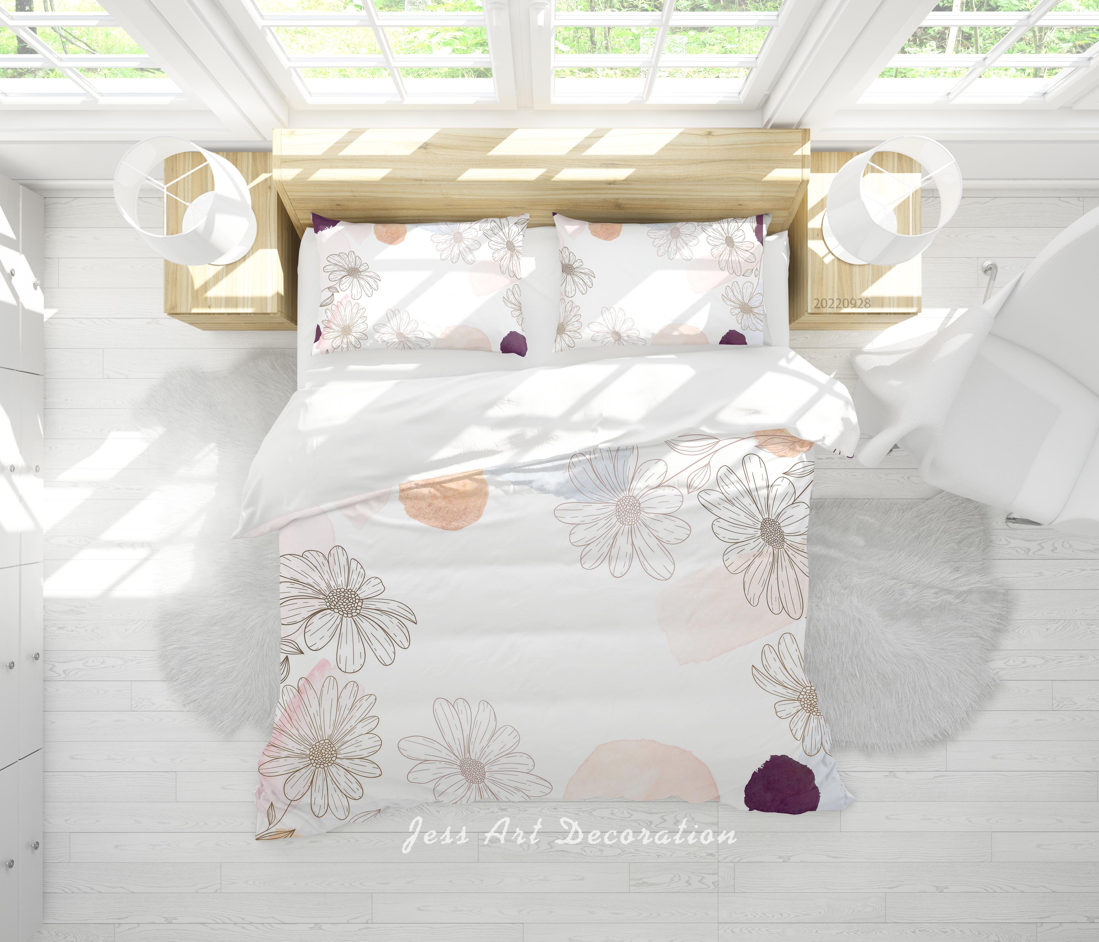 3D Floral Heronsbill Round Quilt Cover Set Bedding Set Duvet Cover Pillowcase 292