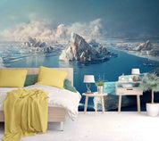 3D Large Iceberg Glacier Ocean Fog Wall Mural Wallpaper GD 3067- Jess Art Decoration