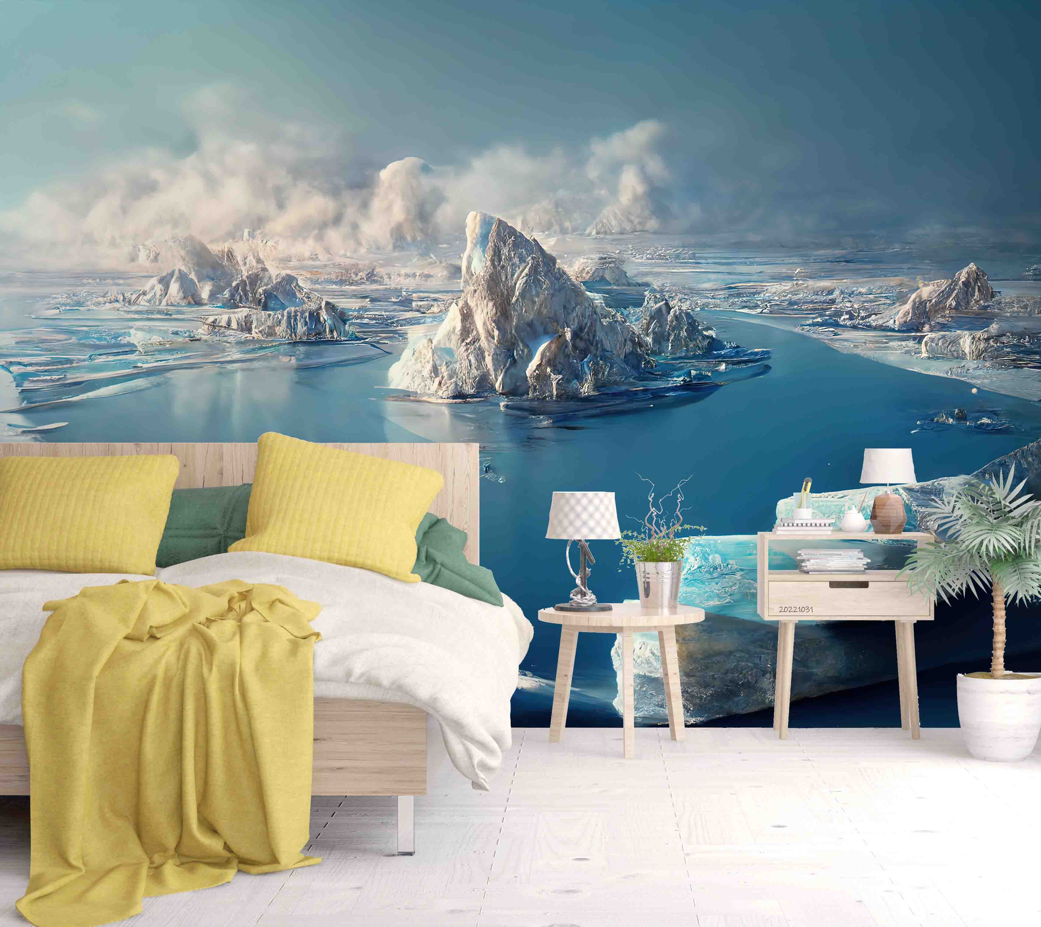 3D Large Iceberg Glacier Ocean Fog Wall Mural Wallpaper GD 3067- Jess Art Decoration