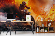 3D Volcano Person Motorbike Fog Wall Mural Wallpaper YXL 78