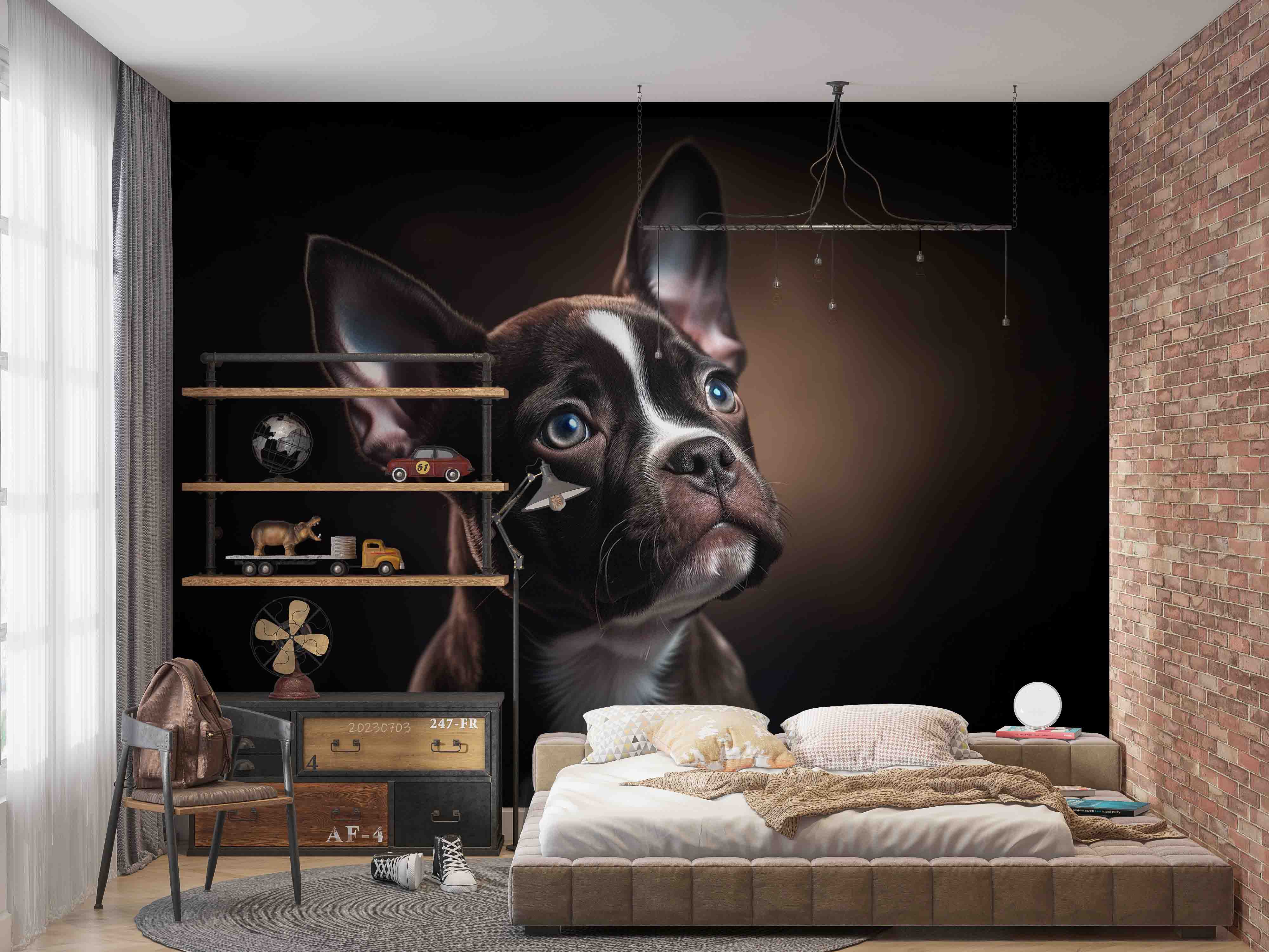 3D Animal Dog Black Wall Mural Wallpaper YXL 1865