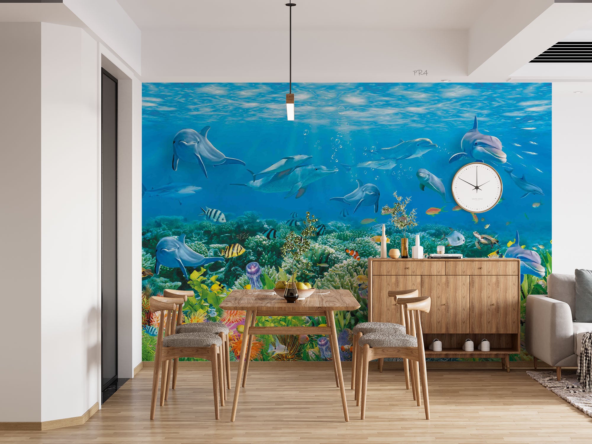 3D Animal Sea Whale Fish Coral Blue Wall Mural Wallpaper YXL 2784