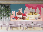 3D Ice Cream Flavor Watercolor Style Wall Mural Wallpaper GD 5286- Jess Art Decoration