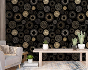 3D Gold Black Hand Drawn Abstract Background Pattern Wall Mural Wallpaper GD 4087- Jess Art Decoration