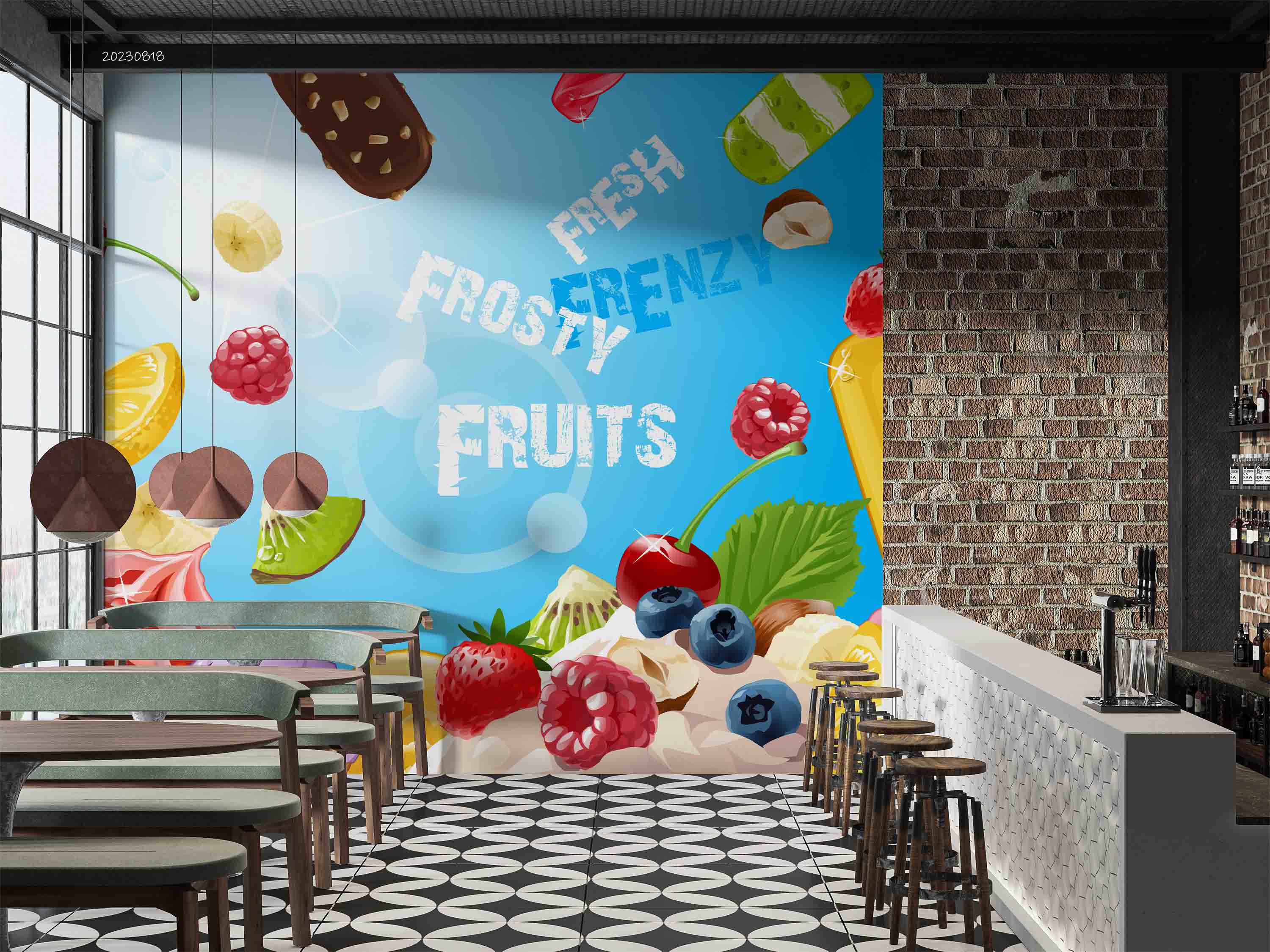 3D Ice Cream Popsicle Blue Sunlight Wall Mural Wallpaper YXL 2332