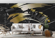 3D Vintage Black Palm Leaf Marble Background Wall Mural Wallpaper GD 4959- Jess Art Decoration