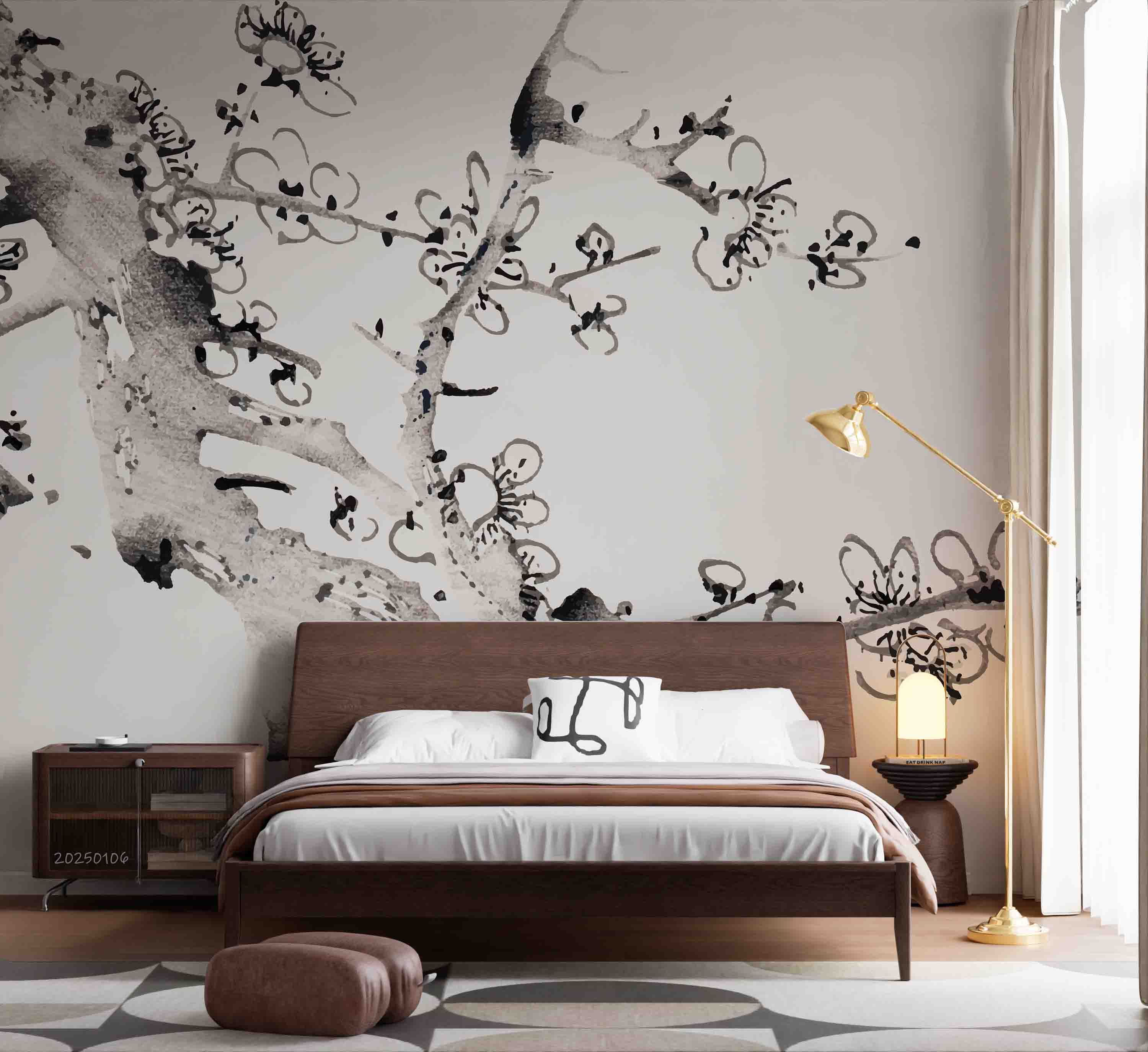 3D Ink Plum Blossom Branch Wallpaper Wall Mural Wall Decor Wall Art Wall Sticker Remoable Wallpaper LQH 40