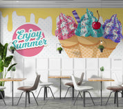 3D Ice Cream Letter Round Wall Mural Wallpaper YXL 2342