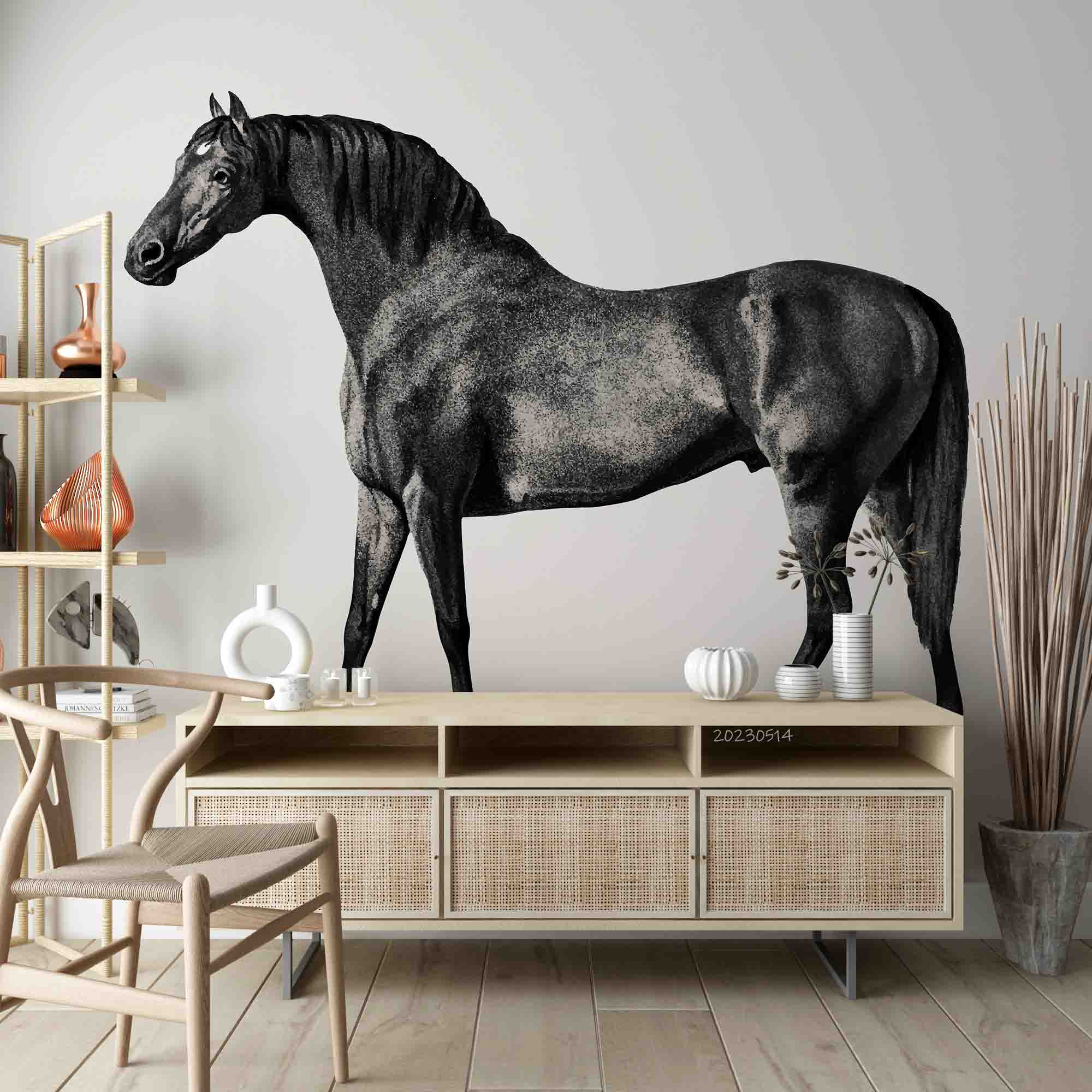 3D Vintage Illustration George Stubbs Drawing Horse Wall Mural Wallpaper GD 5335- Jess Art Decoration