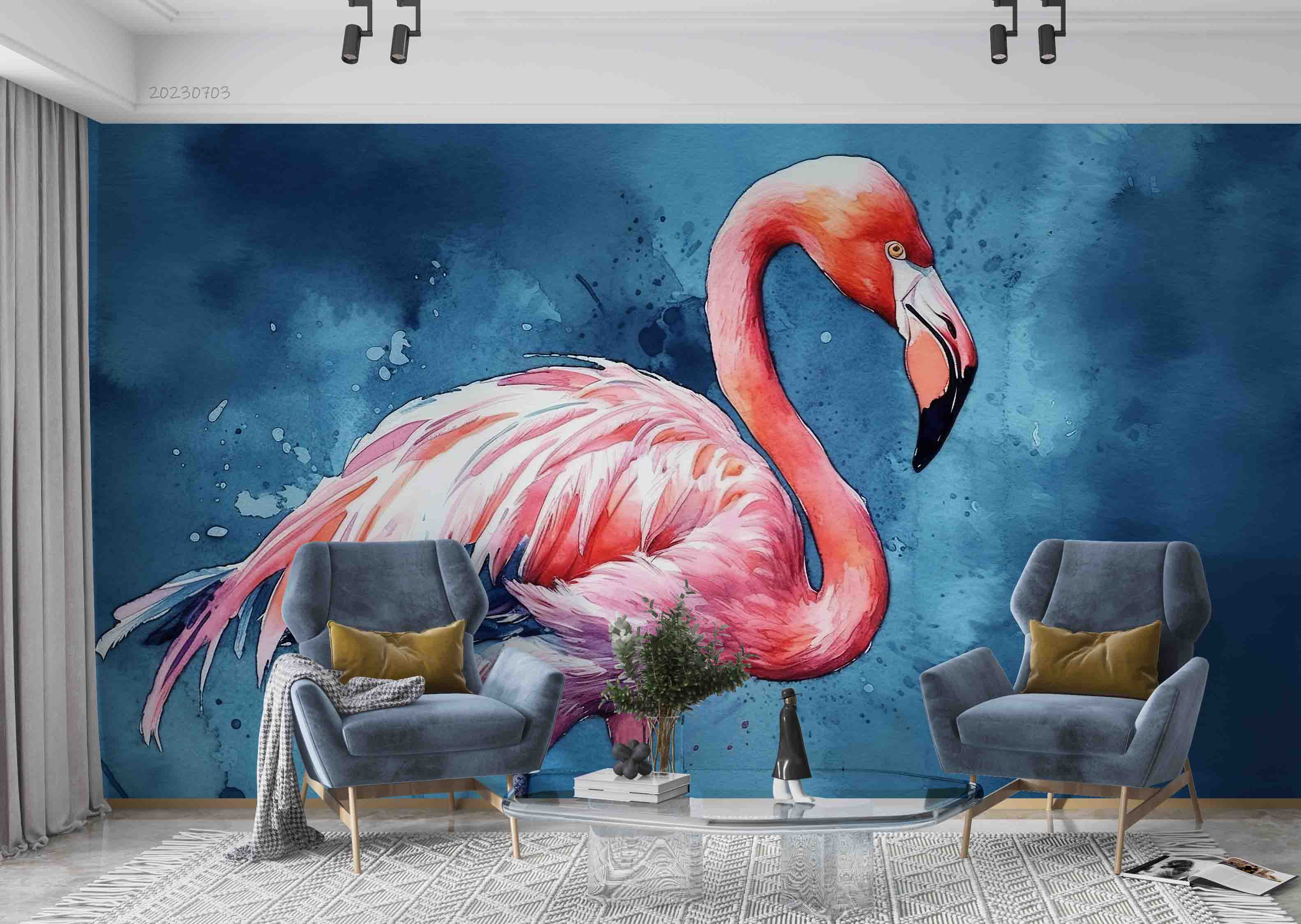 3D Animal Flamingo Flamingo Wall Mural Wallpaper YXL 1873