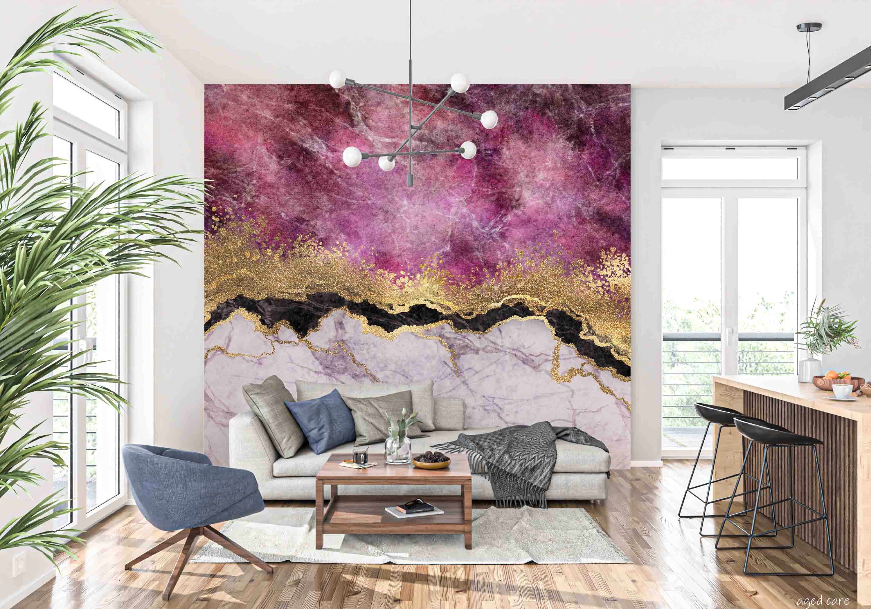 3D Aged Care Retirement Home Gerocomium Rest Home Marble Pink White Wall Mural Wallpaper 28