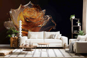 3D Gold Rose Flower Sculpture Wallpaper Wall Mural Wall Decor Wall Art Wall Sticker Remoable Wallpaper