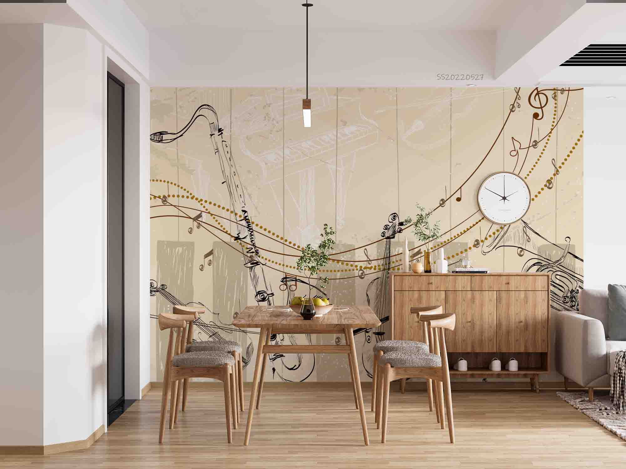 3D Sketch Musical Instruments Background Wall Mural Wallpaper GD 4247- Jess Art Decoration