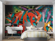 3D Graffiti Croci Blue Yellow Purple Letter Wall Mural Wallpaper YXL 17- Jess Art Decoration