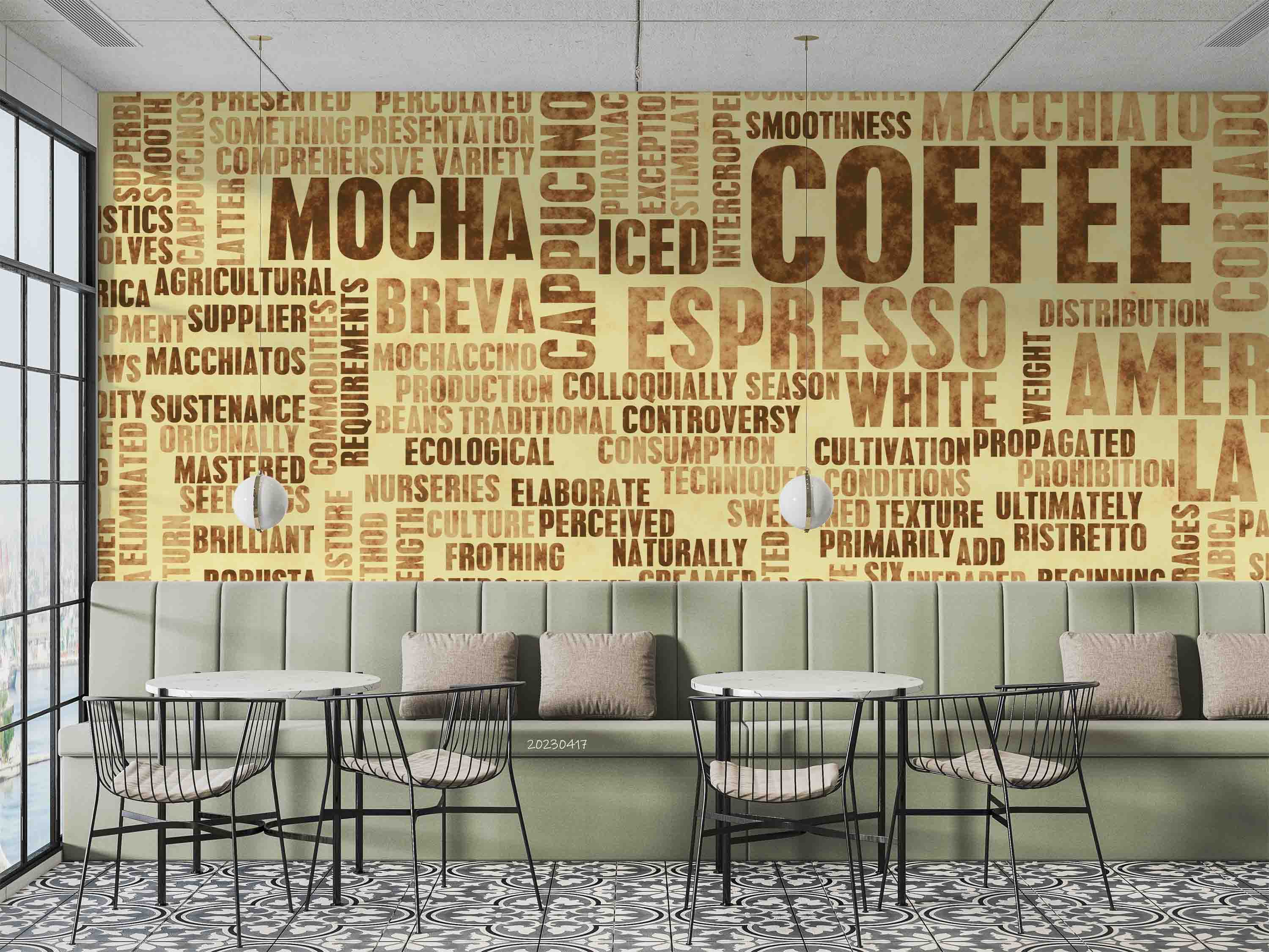 3D Coffee Varieties Beverage Type Art Wall Mural Wallpaper GD 5571- Jess Art Decoration