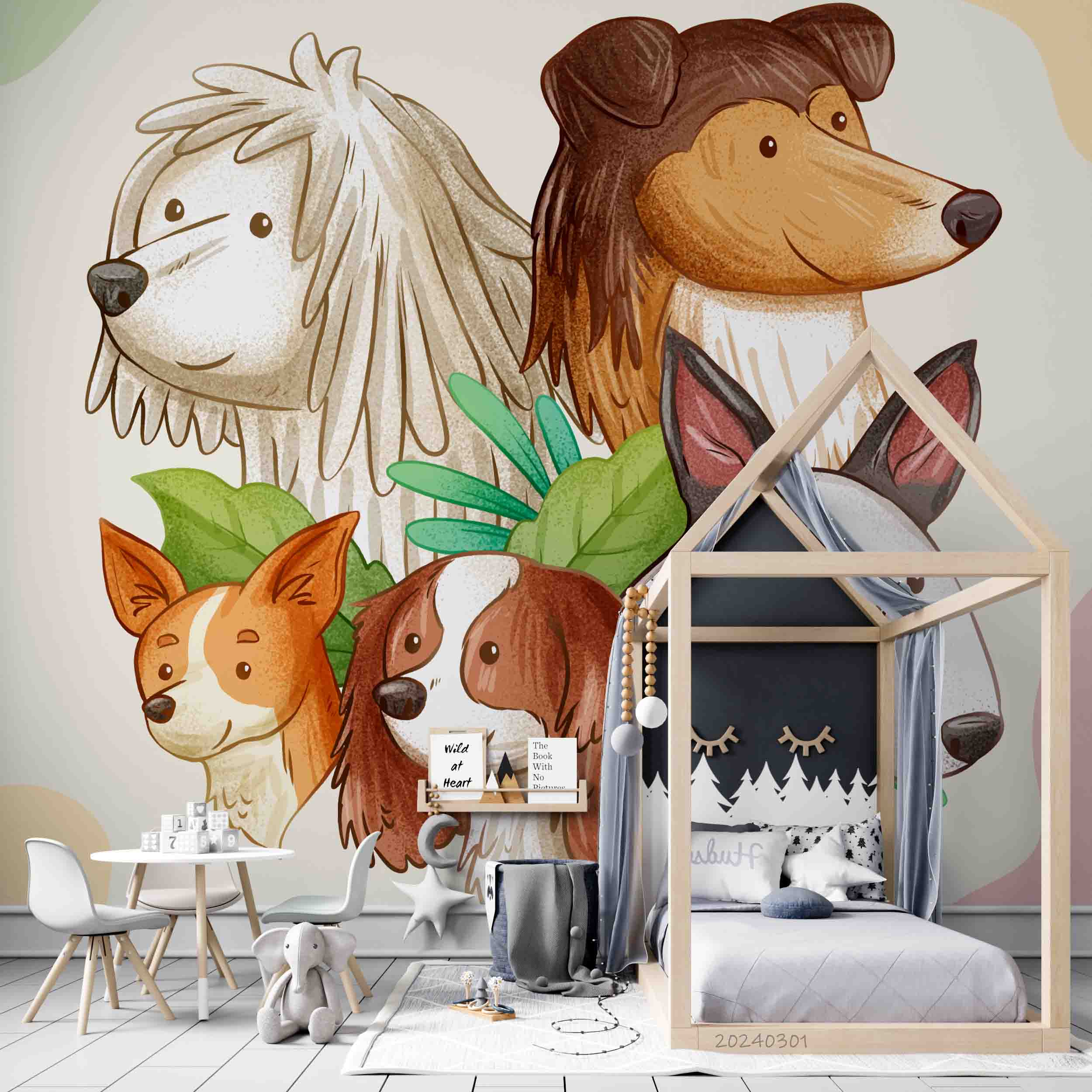 3D Cartoon Animal Dog Cute Kids Wallpaper Wall Mural Wall Decor Wall Art Wall Sticker Remoable Wallpaper