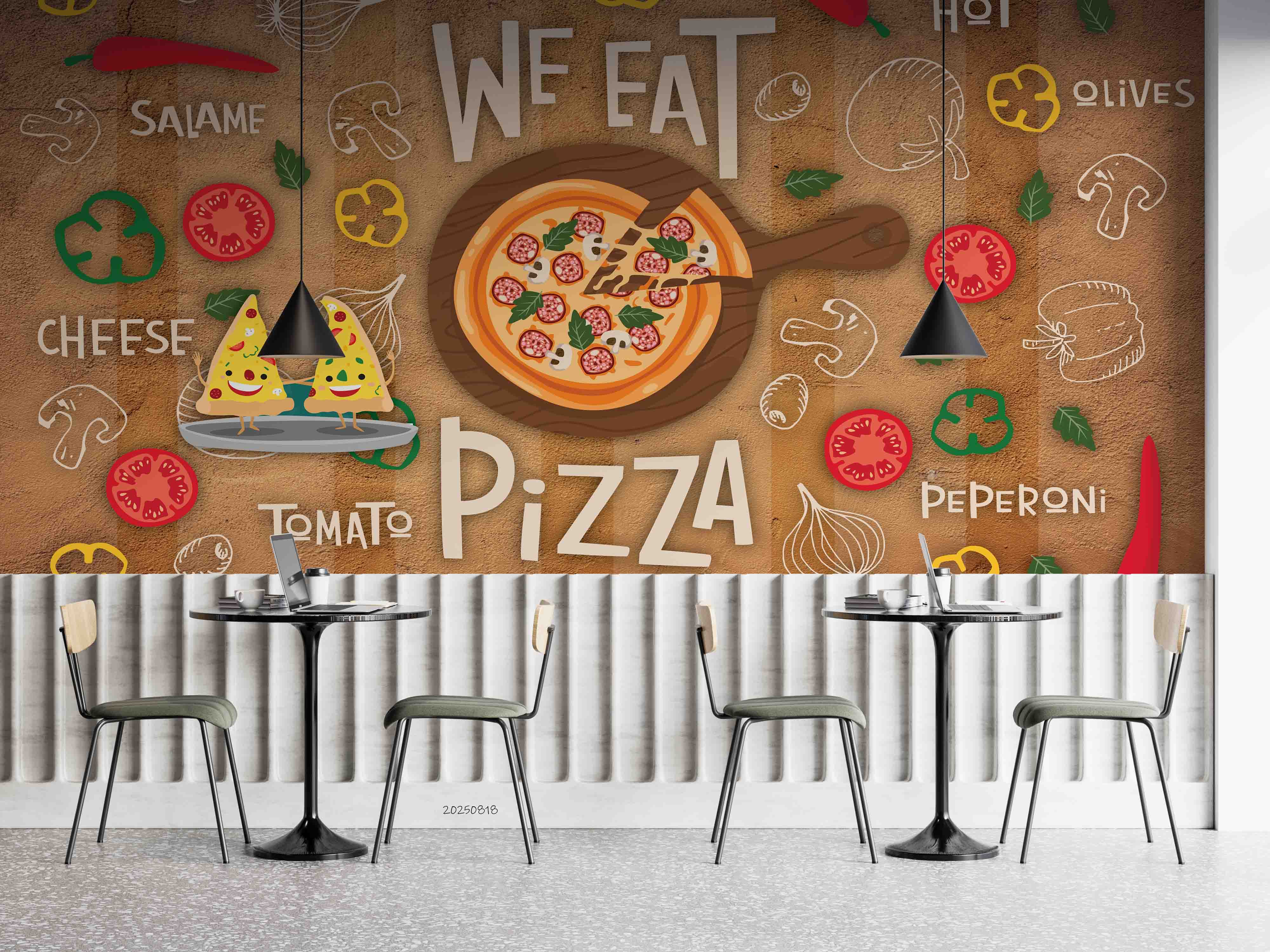 3D Restaurant Snack Bar Diner Fast Food Pizza Wall Mural Wallpaper 17