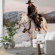 3D Cowboy Horse Snow Mountain Wall Mural Wallpaper GD 5319- Jess Art Decoration