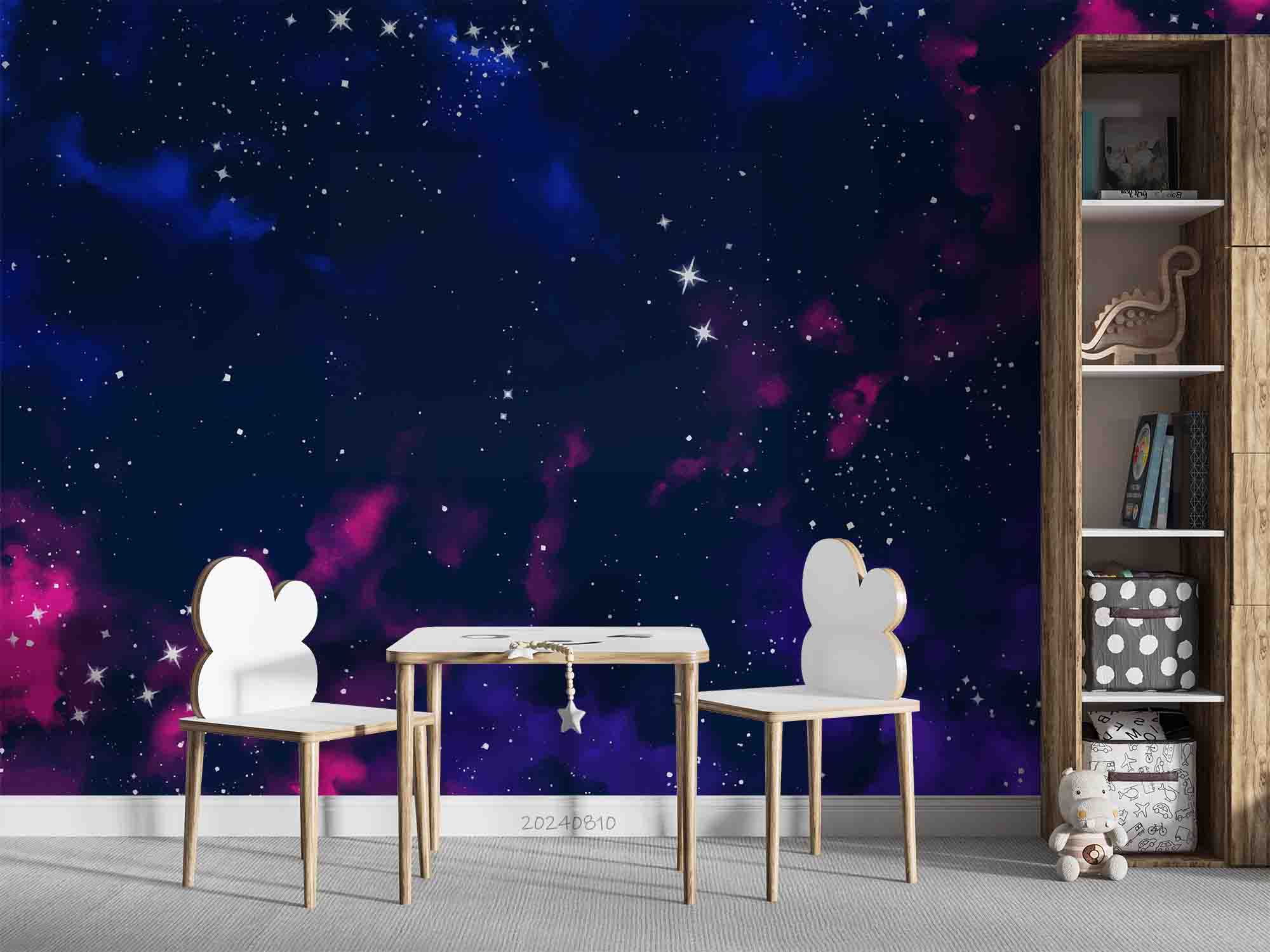 3D Watercolour Star Blue Damaskeen Wall Mural Wallpaper YXL 217