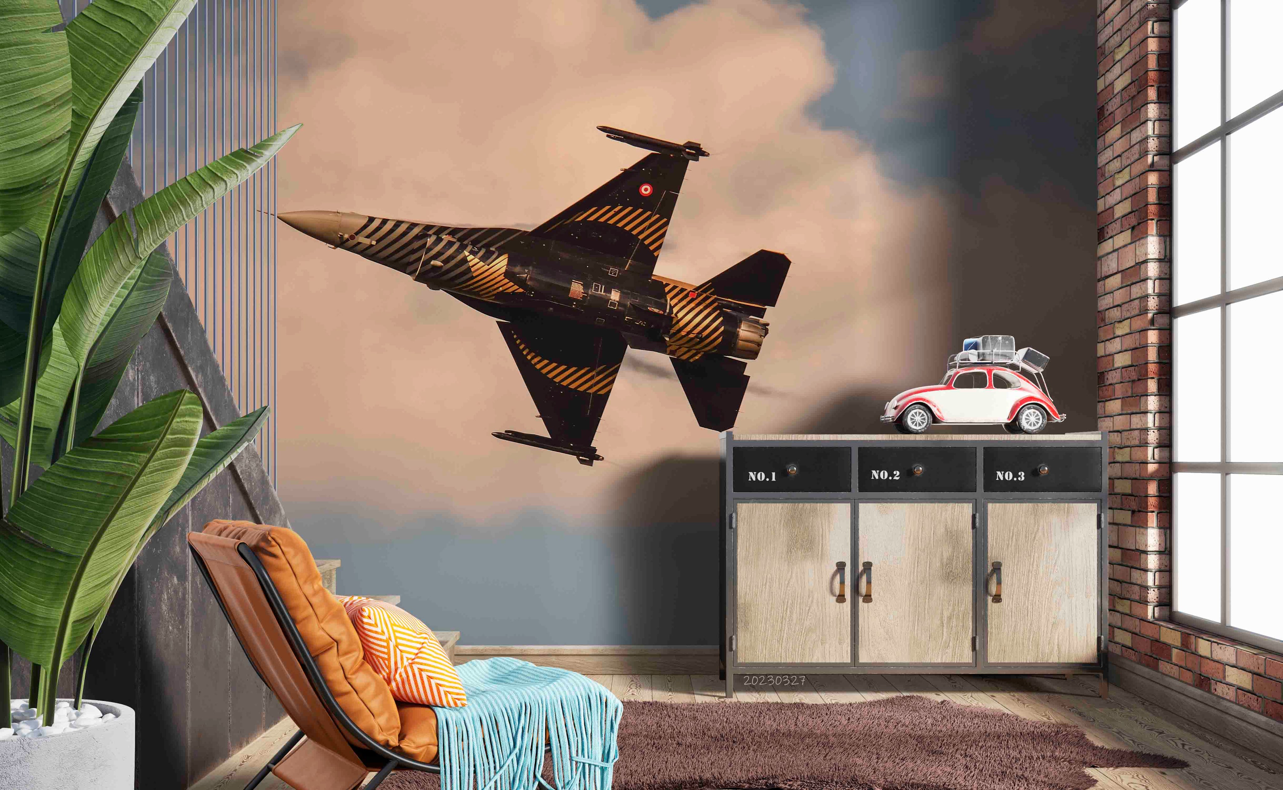 3D F 16 Fighter Flight Wall Mural Wallpaper GD 5399- Jess Art Decoration