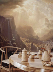 3D Sunlit Deer Mountain sunlit mountain deer landscape wall mural wallpaper for bedroom - view 4