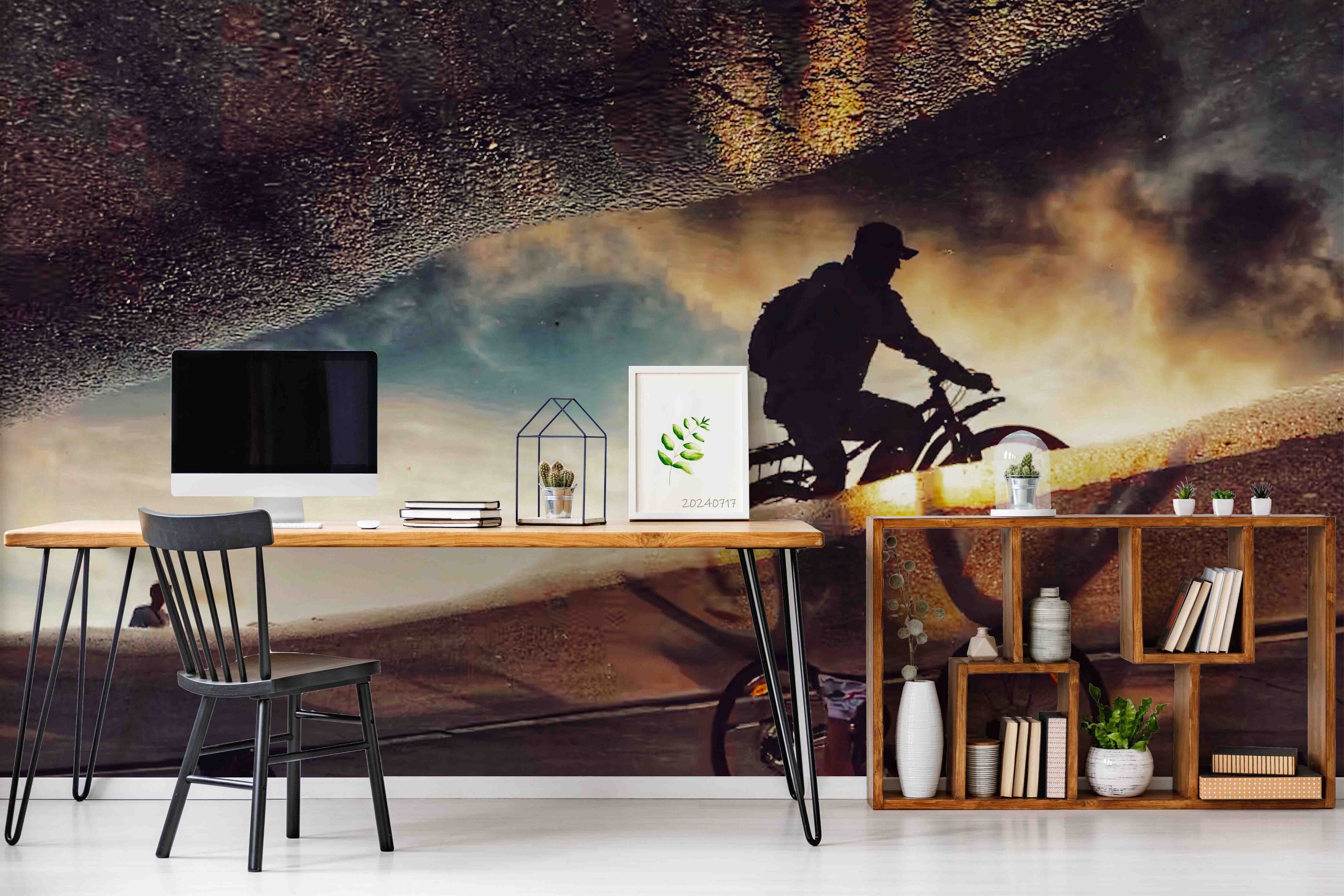 3D Mountain Person Cycling Road Wall Mural Wallpaper YXL 98