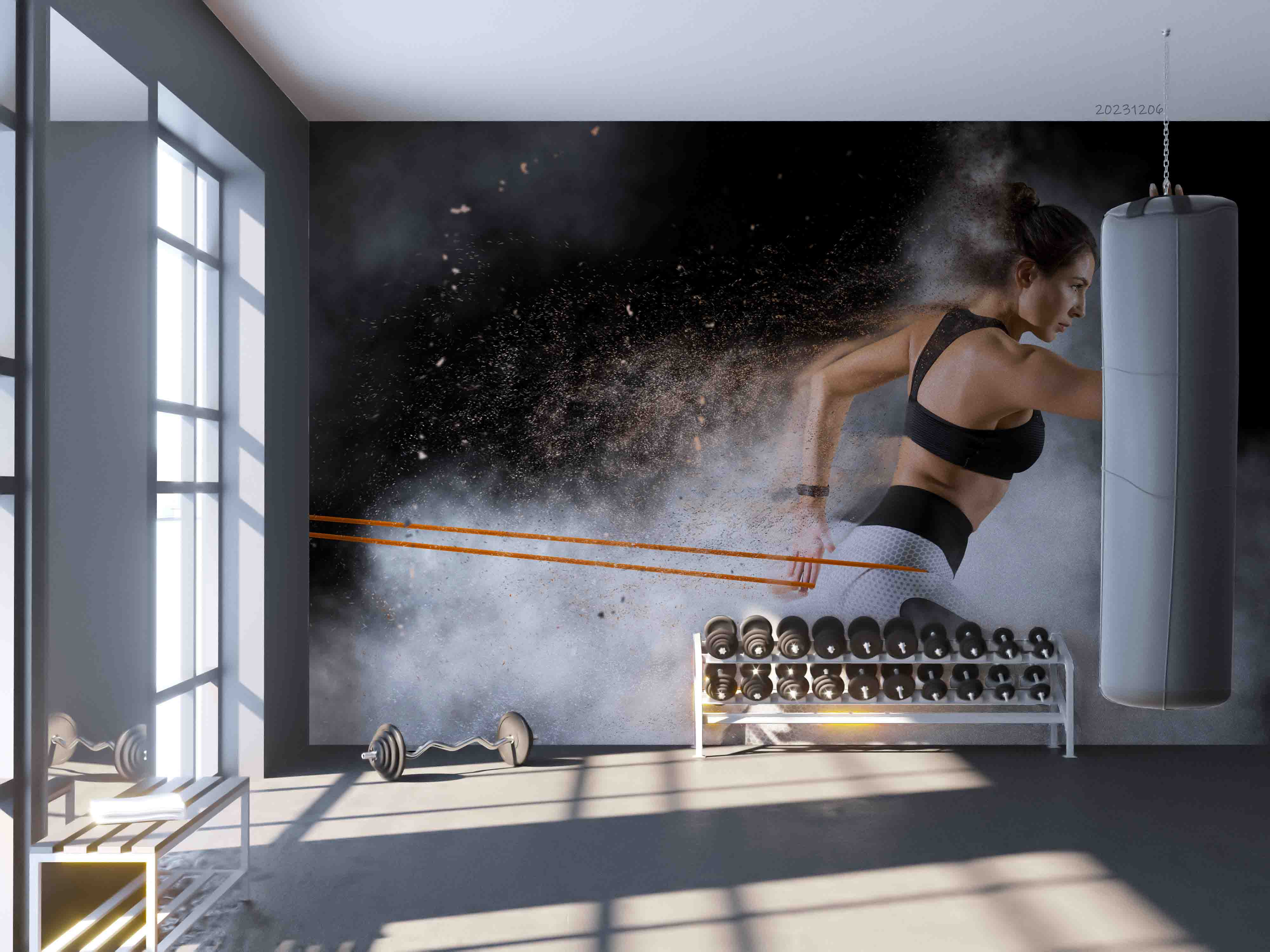 3D Woman Fitness Room Stretch Fog Wall Mural Wallpaper YXL 121
