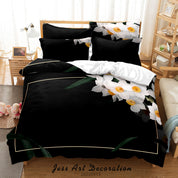 3D Floral Leaf Black Quilt Cover Set Bedding Set Duvet Cover Pillowcase 76