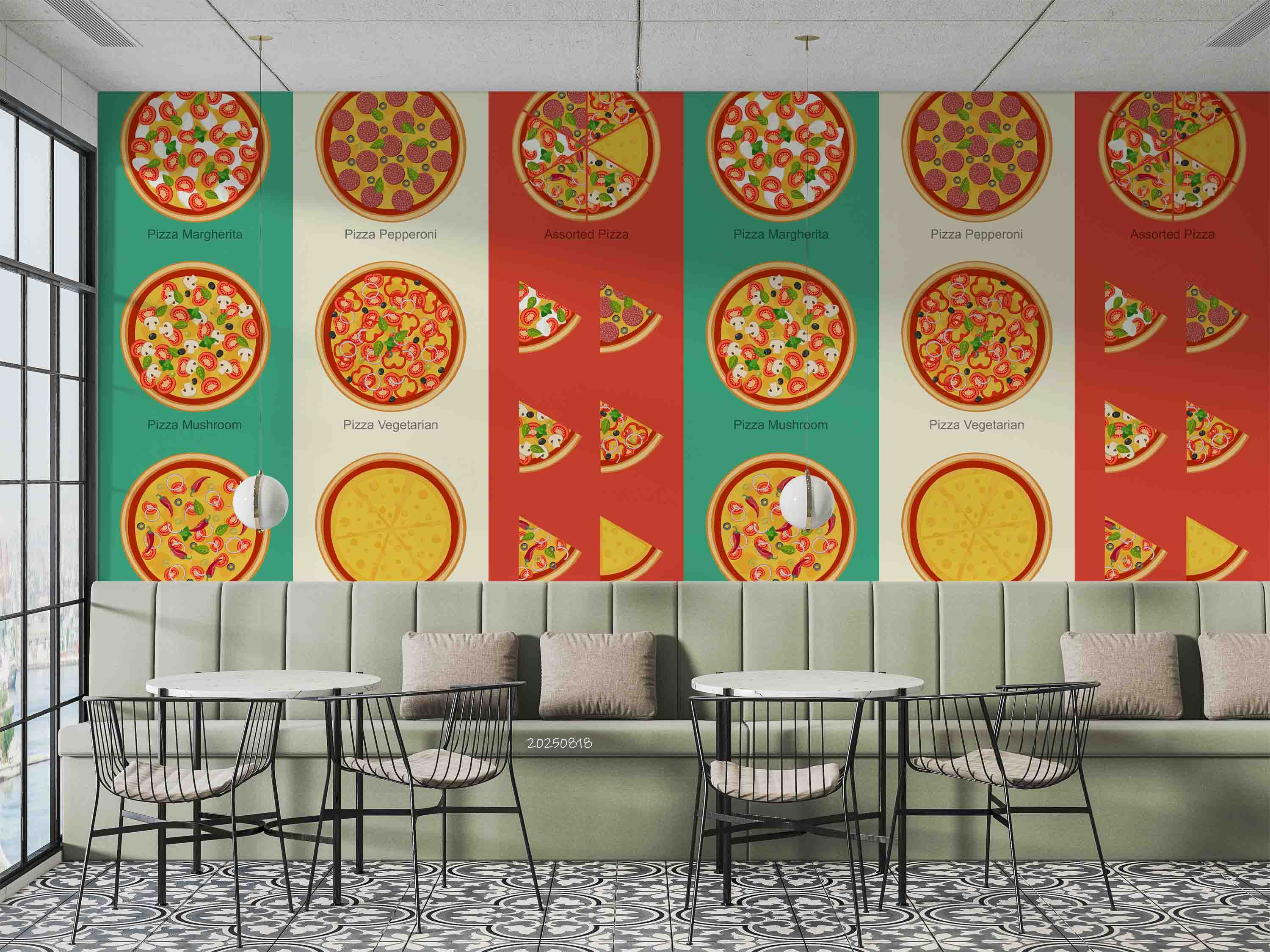 3D Restaurant Snack Bar Diner Fast Food Pizza Wall Mural Wallpaper 63