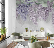 3D Watercolor Wisteria Flowers Wall Mural Wallpaper 124