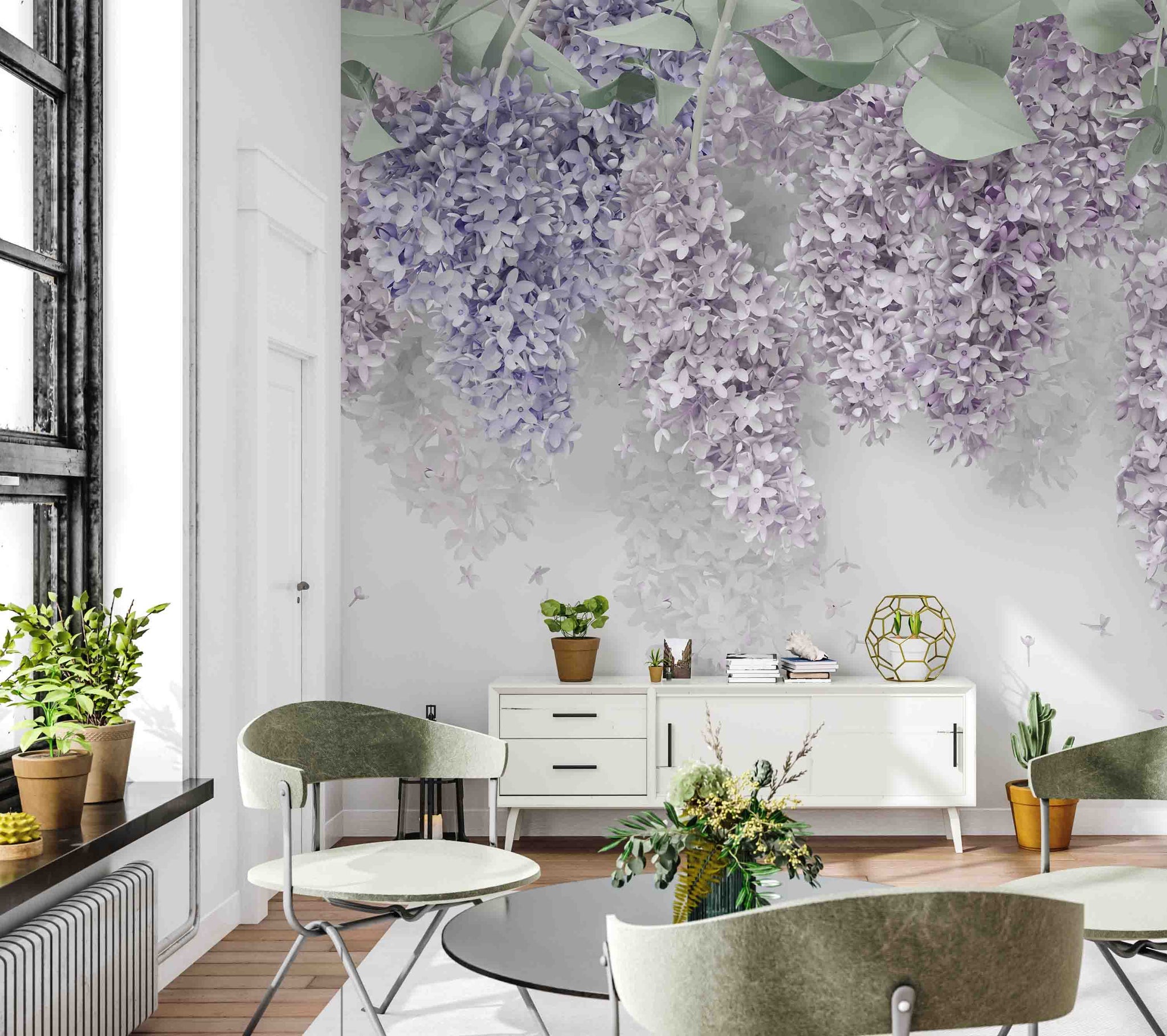 3D Wisteria Flower Wall Mural Wallpaper – Jessartdecoration