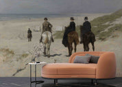 3D Sandbeach Sea Horse Person Grassland Wall Mural Wallpaper YXL 2558